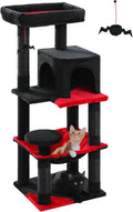 Gothic Cat Tree with Super Large Hammock, 45.7" Black Cat Tower with Coffin Bed by MUTTROS