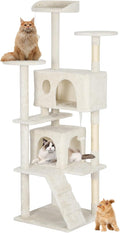 BestPet | 62" Cat Tree Tower | Beige | Sturdy, Hanging Cat Toys, Observation by BestPet