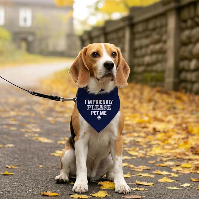 I'm Friendly Please Pet Me Dog Bandana, Dark Blue Dog Bandana, Funny Cute Pet - Image 5