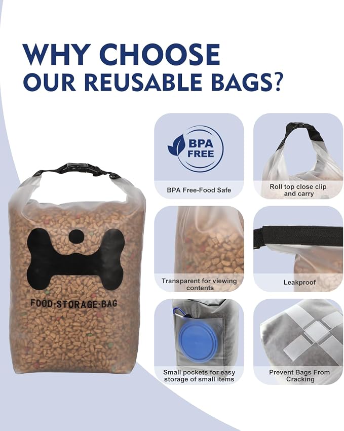 ANVS Silicone Pet Food Storage Bag, 40-Cup Dog Food Travel Bag - Image 3