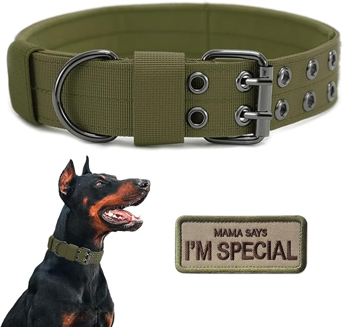 Tactical Dog Collar Military Adjustable Dog Collars Soft Nylon Training Collar by Periflowin