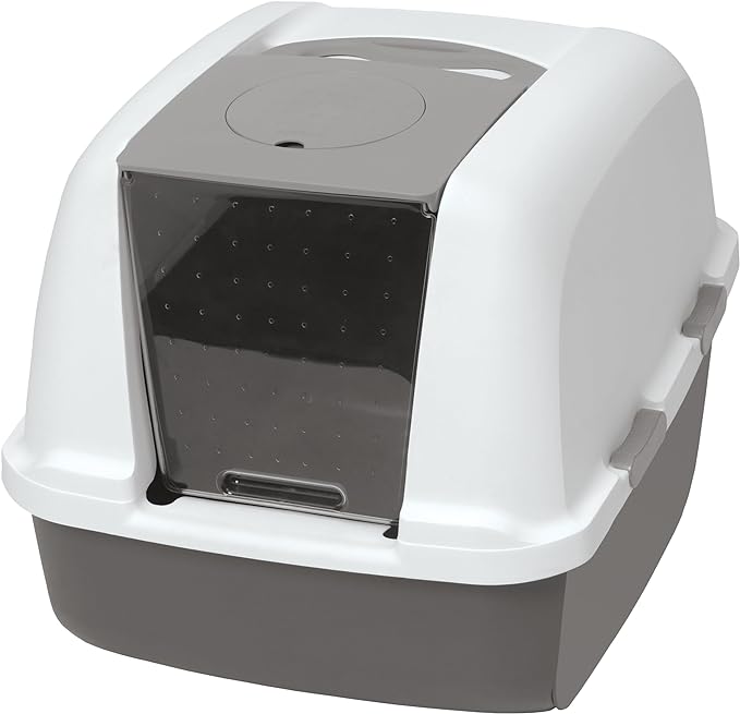 Catit Airsift Jumbo Hooded Litter Pan, Warm Gray/White by Catit