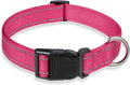 Reflective Dog Collar with Buckle Adjustable Safety Nylon Collars by BOOMIBOO