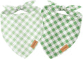 2Pcs Dog Bandanas Sage Green Plaid Triangle Pet Scarf Adjustable Puppy by FYSUIMU