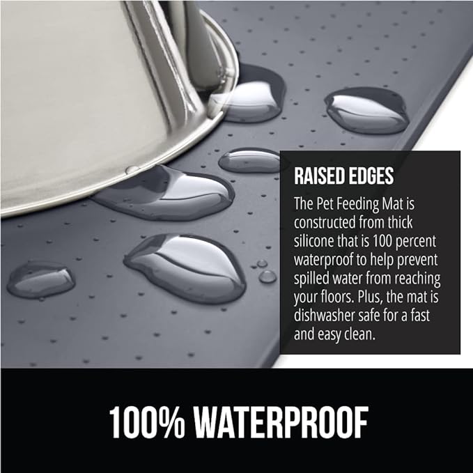 GORILLA GRIP 100% Waterproof Raised Edge BPA Free Silicone Pet Feeding Mat - Image 3