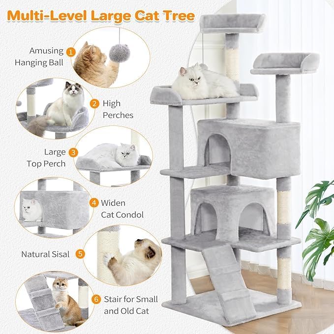 56-Inch Multi-Level Cat Tree Tower - Image 7