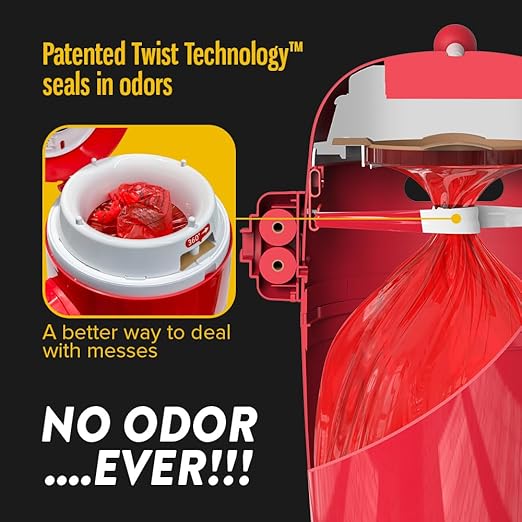 Red Rocket Pets Dog Poop Trash Can Medium Doggy Twist'R Pack, 12x Refills Bags - Image 3