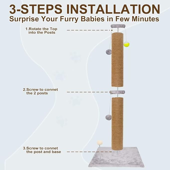Tall Cat Scratching Post 36 inch Large Cat Scratch Post - Image 7