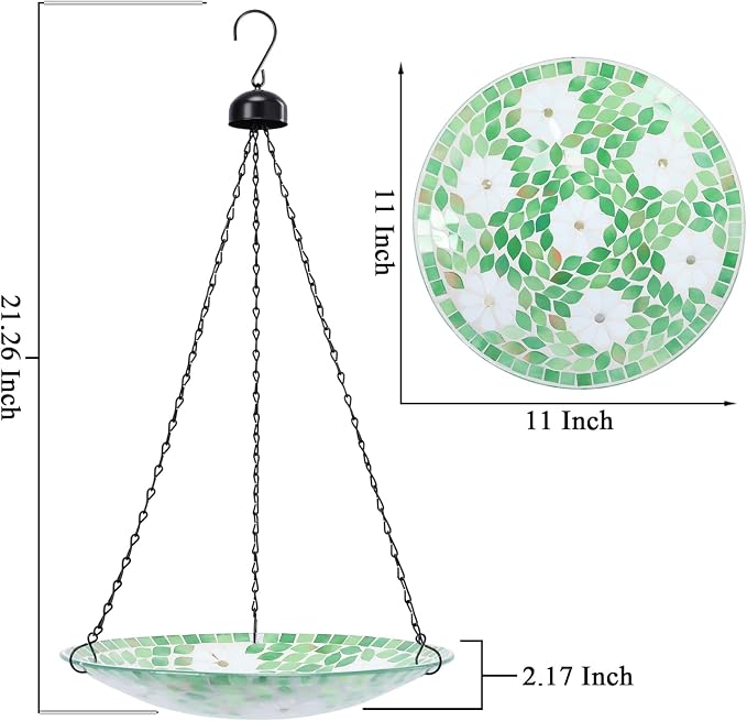 VCUTEKA Hanging Bird Bath, Glass Mosaic Bird Baths - Image 3