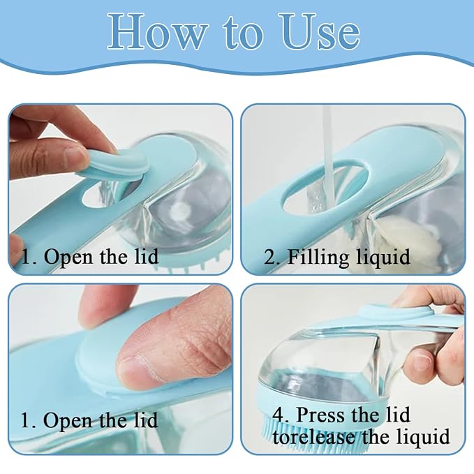 Dog Bath Brush, 2 in 1 Pet Bath Brush Soft Dog Scrubber - Image 4