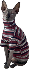 Vintage Stripes Sphynx Hairless Cats Shirt Cotton Cat Turtleneck Pet Clothes by Kitipcoo