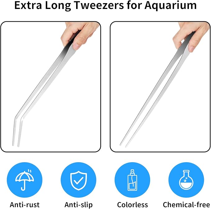 Vaincre 2PCS Long Tweezers, 15 inch Curved Aquascaping Tools, Stainless Steel - Image 6