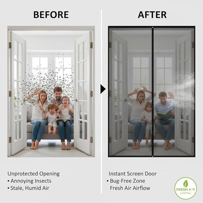 Premium Magnetic Screen Door, Heavy-Duty Reinforced Mesh, Ultra-Dense Weave - Image 4