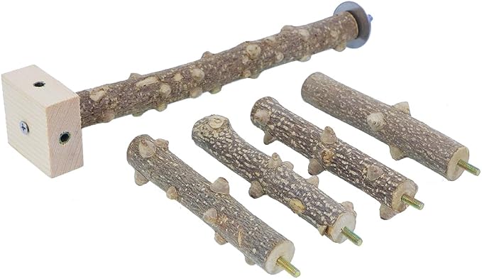 Bird Perch Stand Toy, Interactive Spinning Bird Toys, Wooden Parrot Perch - Image 4