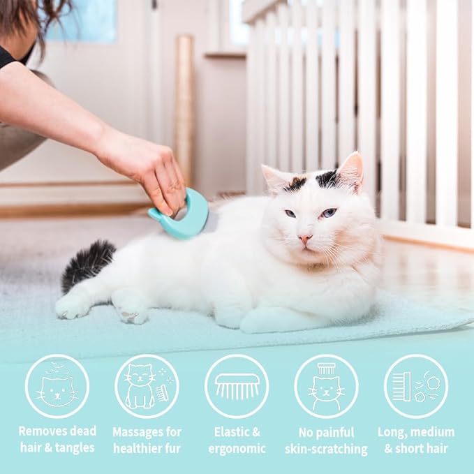Leo's Paw The Original Pet Hair Removal Massaging Shell Comb Soft Deshedding - Image 2