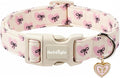 Bow Dog Collar with Pink Heart, Adjustable Cotton Dog Collar by Unknown
