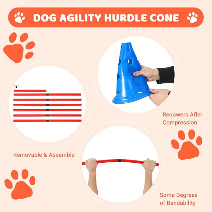 Garvee Dog Agile Hurdle Cone Set, Dog Training Agile Equipment - Image 2