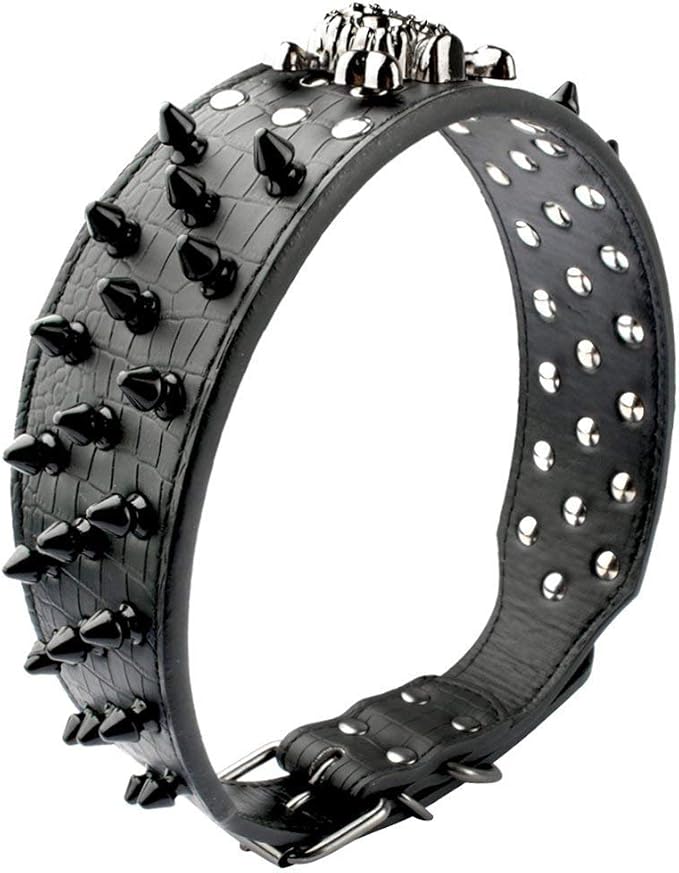 Serijoars Spiked Studded Dog Collar, PU Leather Dog Collar, Adjustable Pet - Image 4