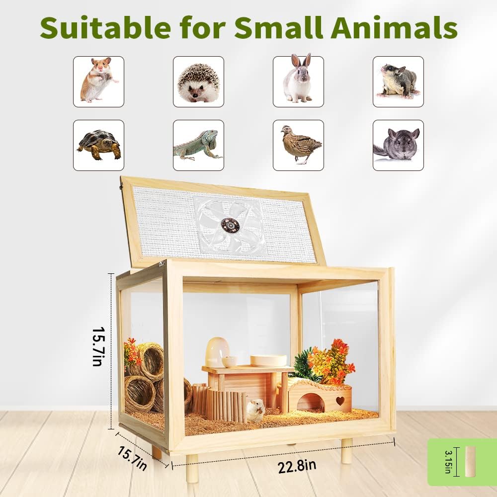 Large Wooden Hamster Habitat, 22.8 x 15.7 x 18.85 Inch - GlobalHabitat Supply