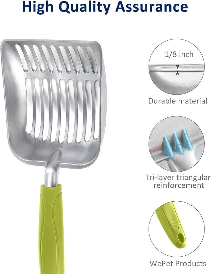 WePet Cat Litter Scoop, Aluminum Alloy Sifter, Kitty Metal Scooper, Deep Shovel - Image 4