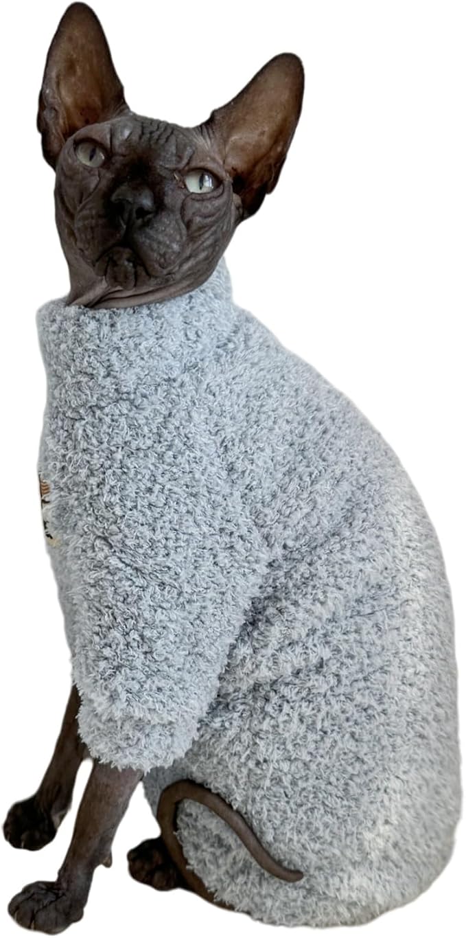 Sphynx Cat Clothes Hairless Cat Super Soft Warm Fleece T Shirt Elastic Winter - Image 4