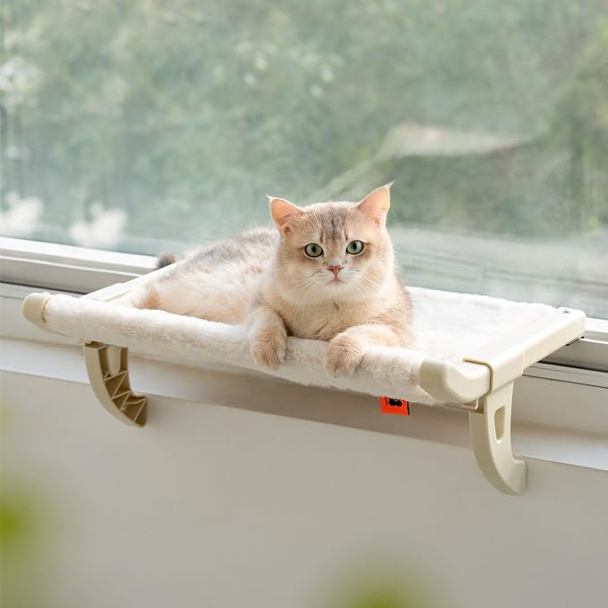 MEWOOFUN Window Sill Perch for Indoor Cats, One-Step Sliding Clamping Slot by MewooFun-MoreFunforPets