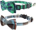 Cat Collar Breakaway with Bell and Bow Tie, Plaid Design Adjustable Safety by Ximipet