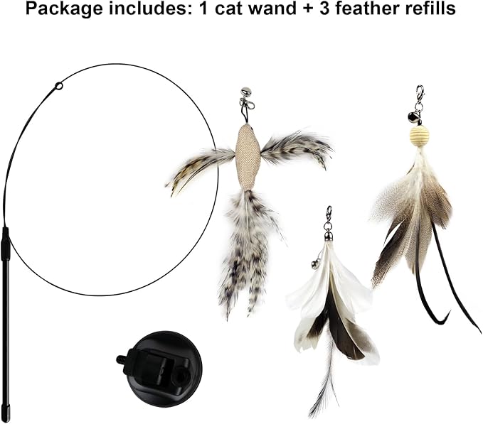 TTcat Cat Wand Toys with Suction Cup, Interactive Bird Simulation Cat Toy Set - Image 2