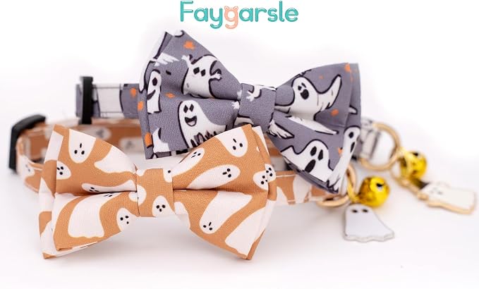 Faygarsle 2 Pack Halloween Breakaway Cat Collar Collection Ghosts Pattern Cute - Image 7