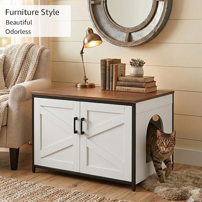 unipaws Extra Large Cat Litter Box Enclosure Furniture - Image 3