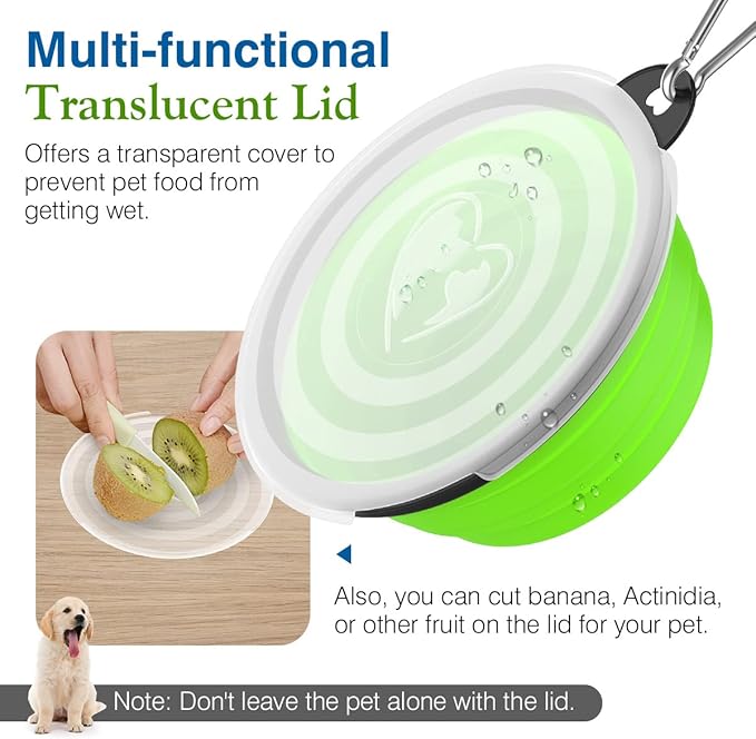 Pawaboo Collapsible Dog Bowls 2 Pack, Silicone Feeding Watering Bowls - Image 2