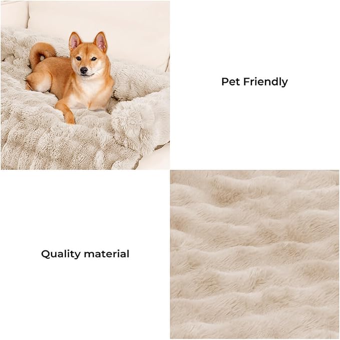 FUNNY FUZZY Pet Fluffy Fuzzy Calming Dog Couch Bed Sofa Protector Washable Pets - Image 2