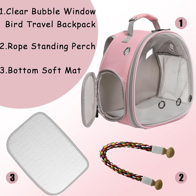 Small Bird Travel Backpack Carrier Cage, Backpack to Transport Backpack Carrier - Image 3