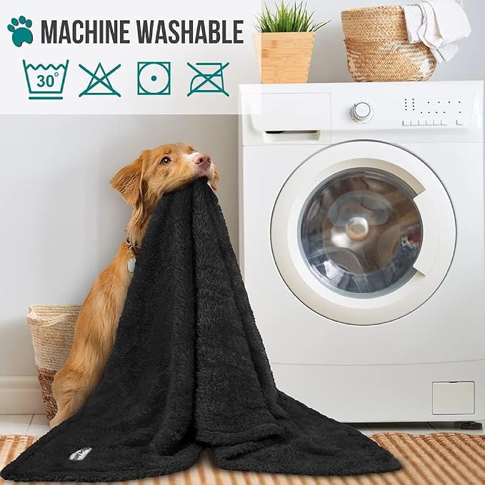 PetAmi Dog Blanket for Large Medium Dogs Black, Fluffy Soft Puppy Blanket - Image 6