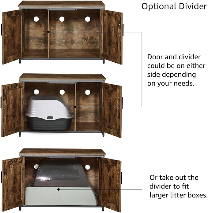 unipaws Top Opening Cat Litter Box Enclosure, Friendly to Elderly People - Image 5