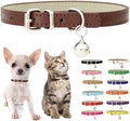 Brown Kitten Collar with Bell, Soft Pu Leather Small Dog Collars Adjustable by Weimostar