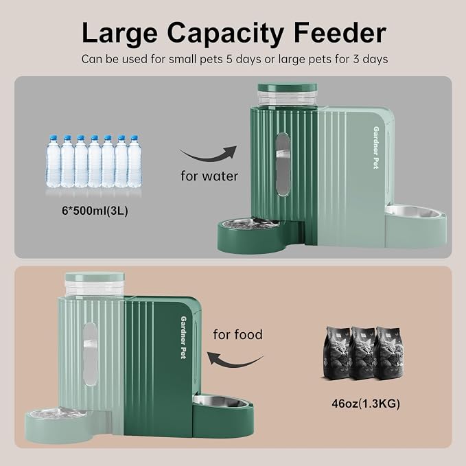 Gardner Pet Automatic Gravity Cat Food Feeder and Water Dispenser Stainless - Image 3