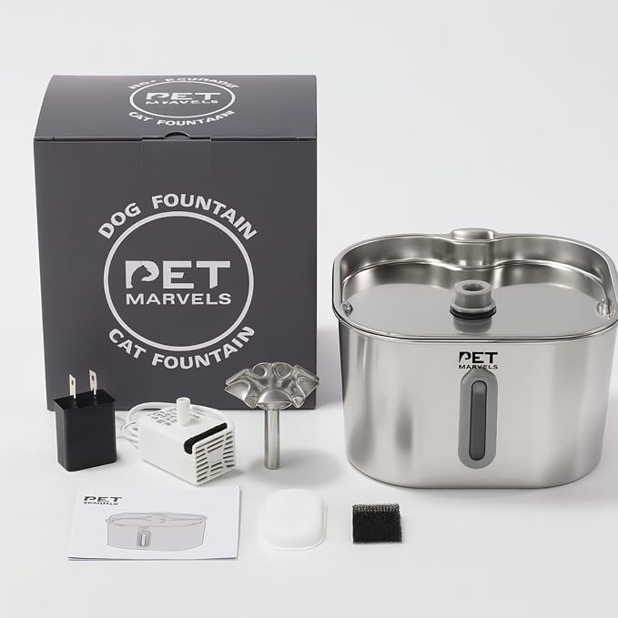 Stainless Steel Cat Water Fountain – 2.2L/74oz Ultra-Quiet Pump, Visible Water - Image 9