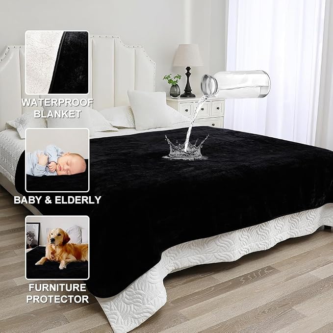 Waterproof Blanket for Couples – Ideal for Couch & Bed Splash Proof Sherpa Throw - Image 2
