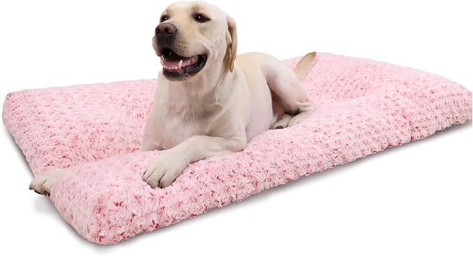 KSIIA Washable Dog Bed Deluxe Plush Dog Crate Beds Comfy Kennel Pad Anti-Slip by KSIIAPetProducts