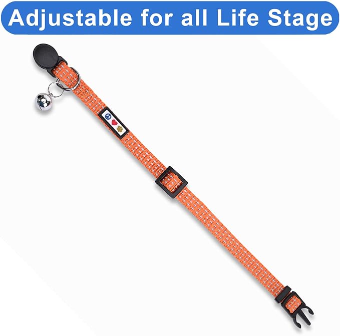 Pawtitas Reflective Orange Cat Collar - Image 5