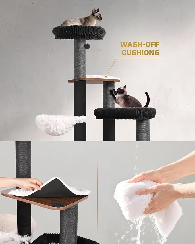 63" Modern Cat Tree Tower for Indoor Cats, Heavy Duty Cat Trees for Large Cat - Image 6
