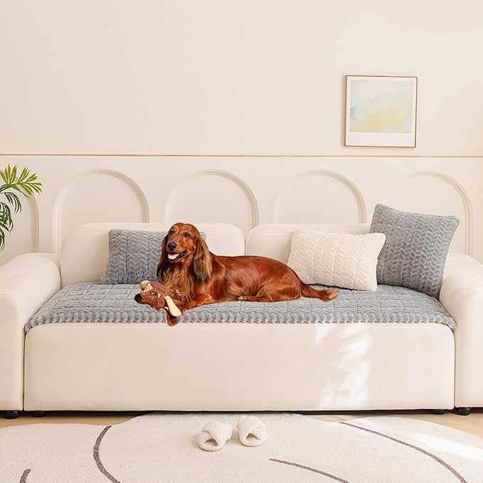 Sofa Cover Fuzzy Couch Cover for Pet, Couch Covers for Dogs Washable Non-Slip by Mitid