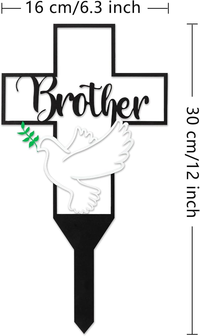 BUoonyer Garden Stake Graves Cemetery Decorations, Brother Metal Memorial Grave - Image 2