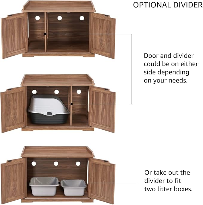 unipaws Cat Litter Box Enclosure Furniture, Hidden Litter Box Cover Washroom - Image 3