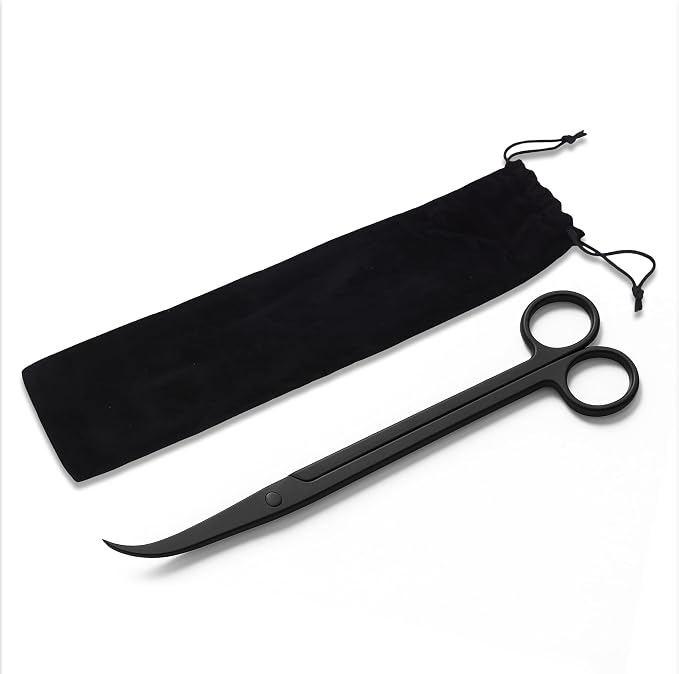 Mandala Crafts 10 Inches Black Stainless Steel Curved Aquarium Scissors - Image 4