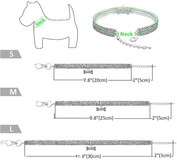 Pet Collar with Diamonds, Adjustable Crystal Diamond Elastic Heart Claw Pendant - Image 2