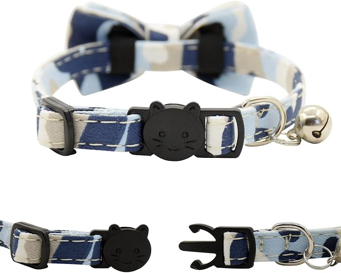 Cat Collar Breakaway with Bell and Bow Tie, Plaid Design Adjustable Safety - Image 6