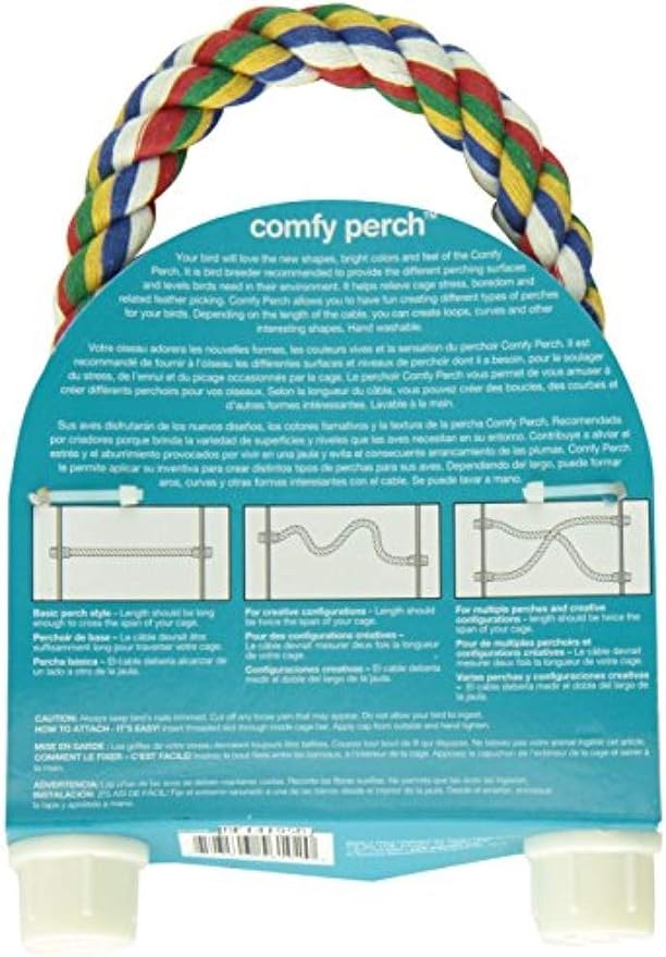 JW Pet Comfy Perch For Birds Flexible Multi-color Rope, Large - Image 7