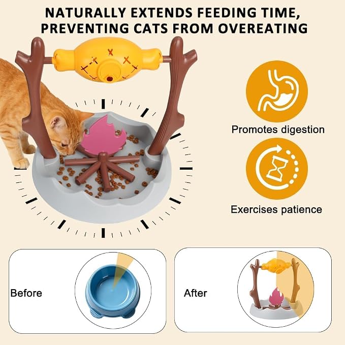 Cat BBQ Toy, Pets Dry Food Dispenser, Cats Slow Feeding Snack Bowl, Grilled - Image 8